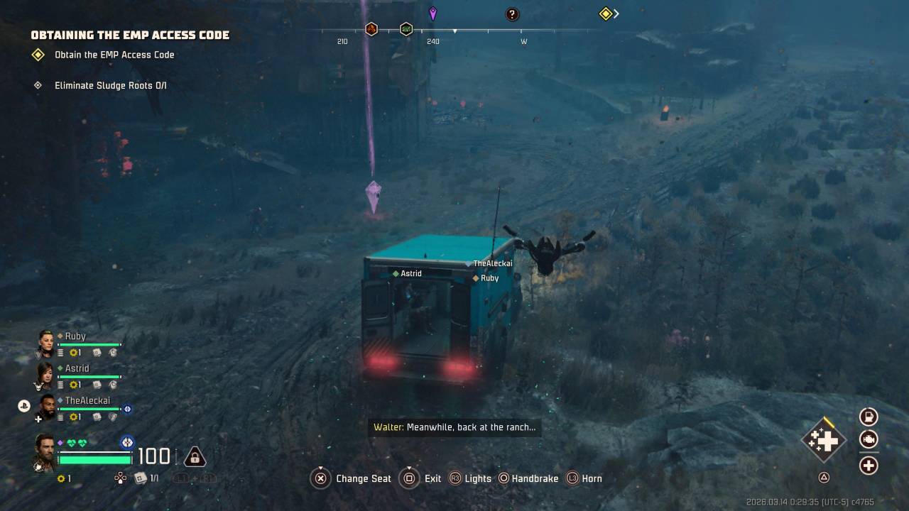 vehicle driving in toxic commando